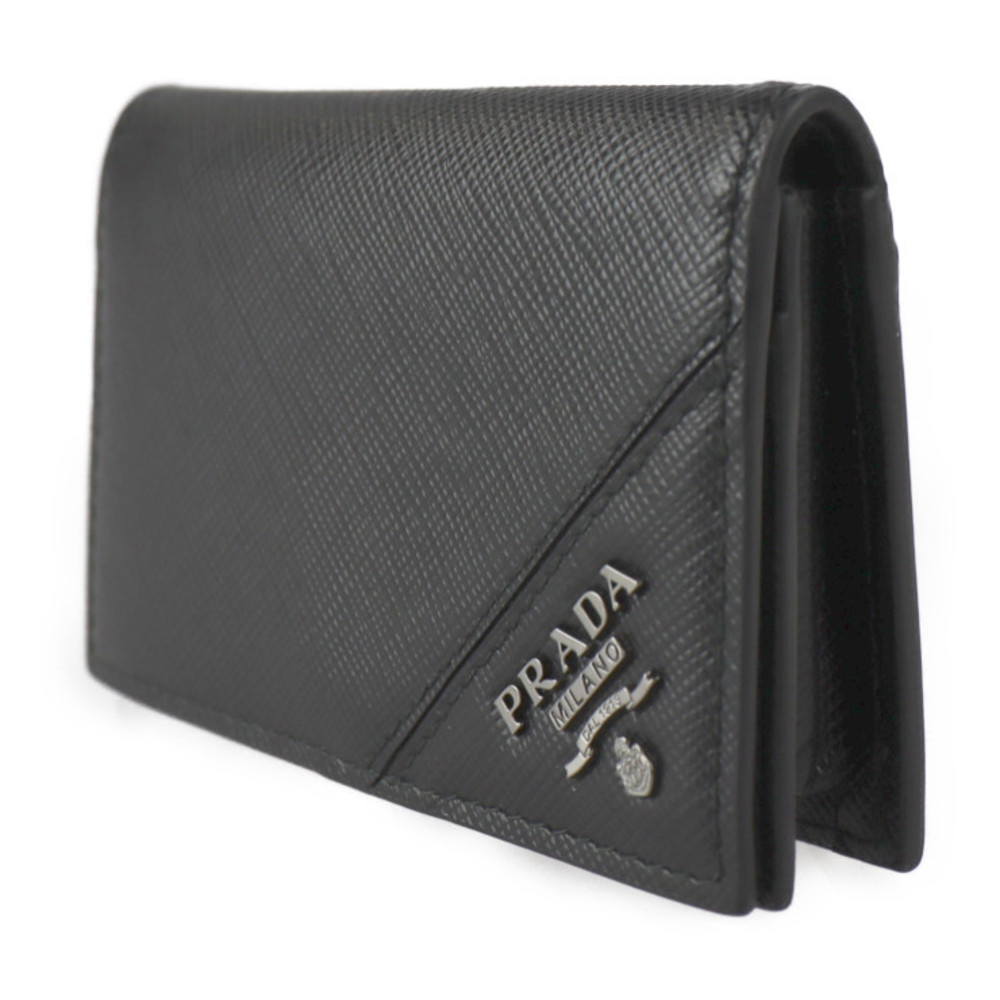 Prada Card Leather Black Case Saffiano Metal